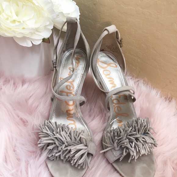Sam Edelman Shoes - Gray suede sandals with fringes. Sam Edelman Shoes - Gray suede sandals with fringes.